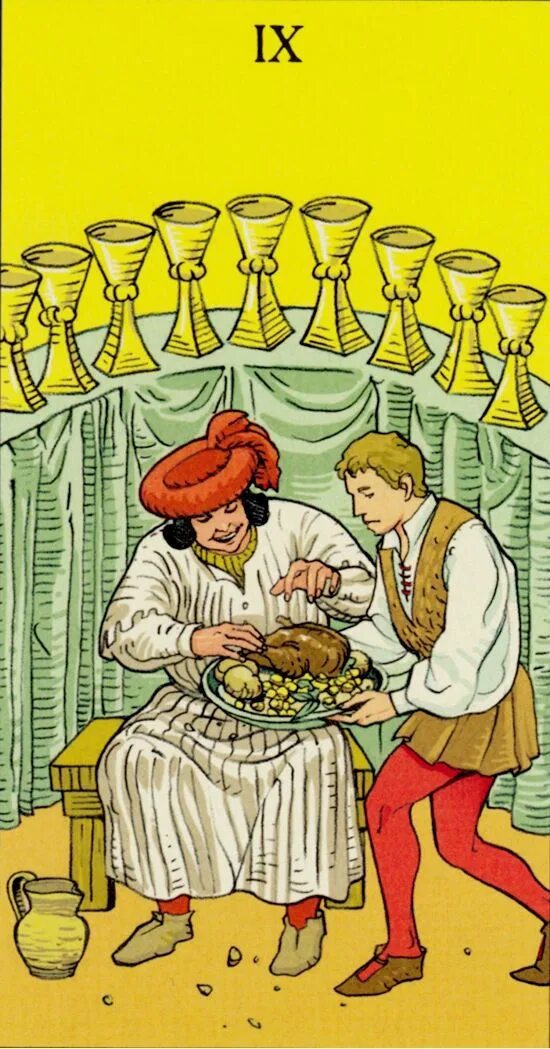 Что значит 9 в таро. 9 кубков уэйт. карты таро девятка кубков. 9 кубков райдер уэйт. карта таро девять кубков.
