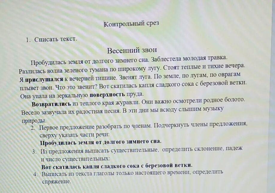 Диктант весеннее солнышко согревает землю 4 класс. Диктант весенний звон.