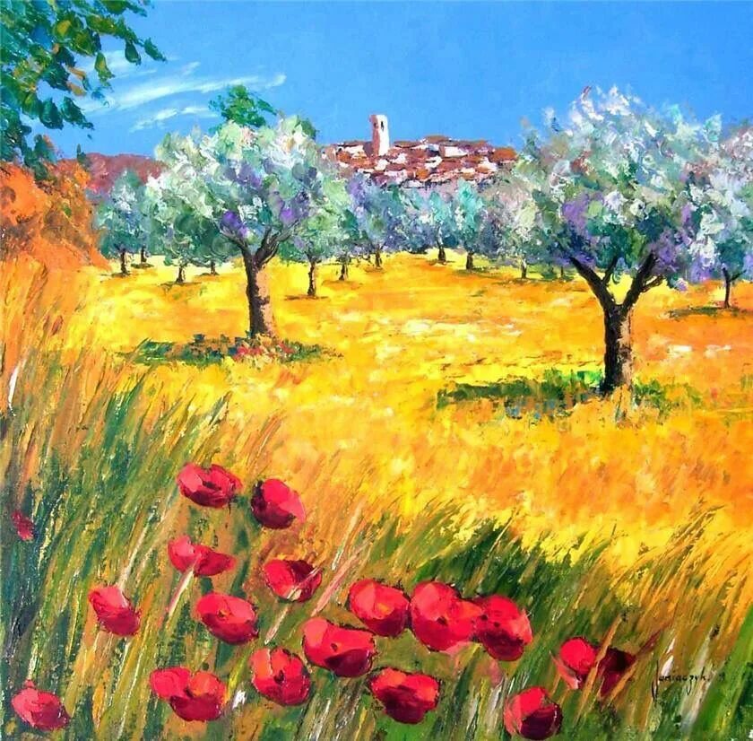 Painted landscape. Жан Марк Жаньячик. Импрессионист Жан Марк Жаньячик. Жан Марк Янячик художник. Жан Марк Жаньячик летний пейзаж.