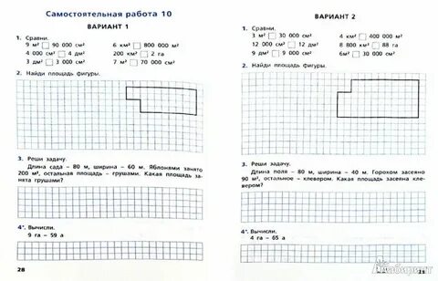 Самостоятельная работа по математике 5 класс площади