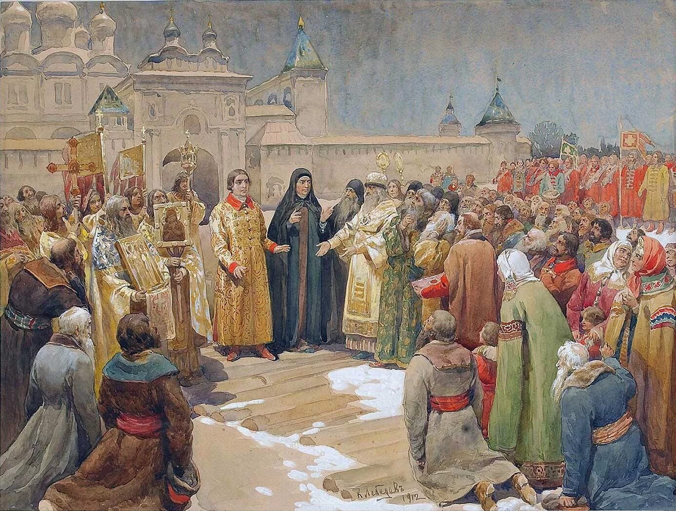 Избрание земским собором михаила федоровича. Земский собор избрание михаила романова. земский собор 1613. земские соборы михаил федорович романов 1613. избрание михаила романова в 1613 году картины.