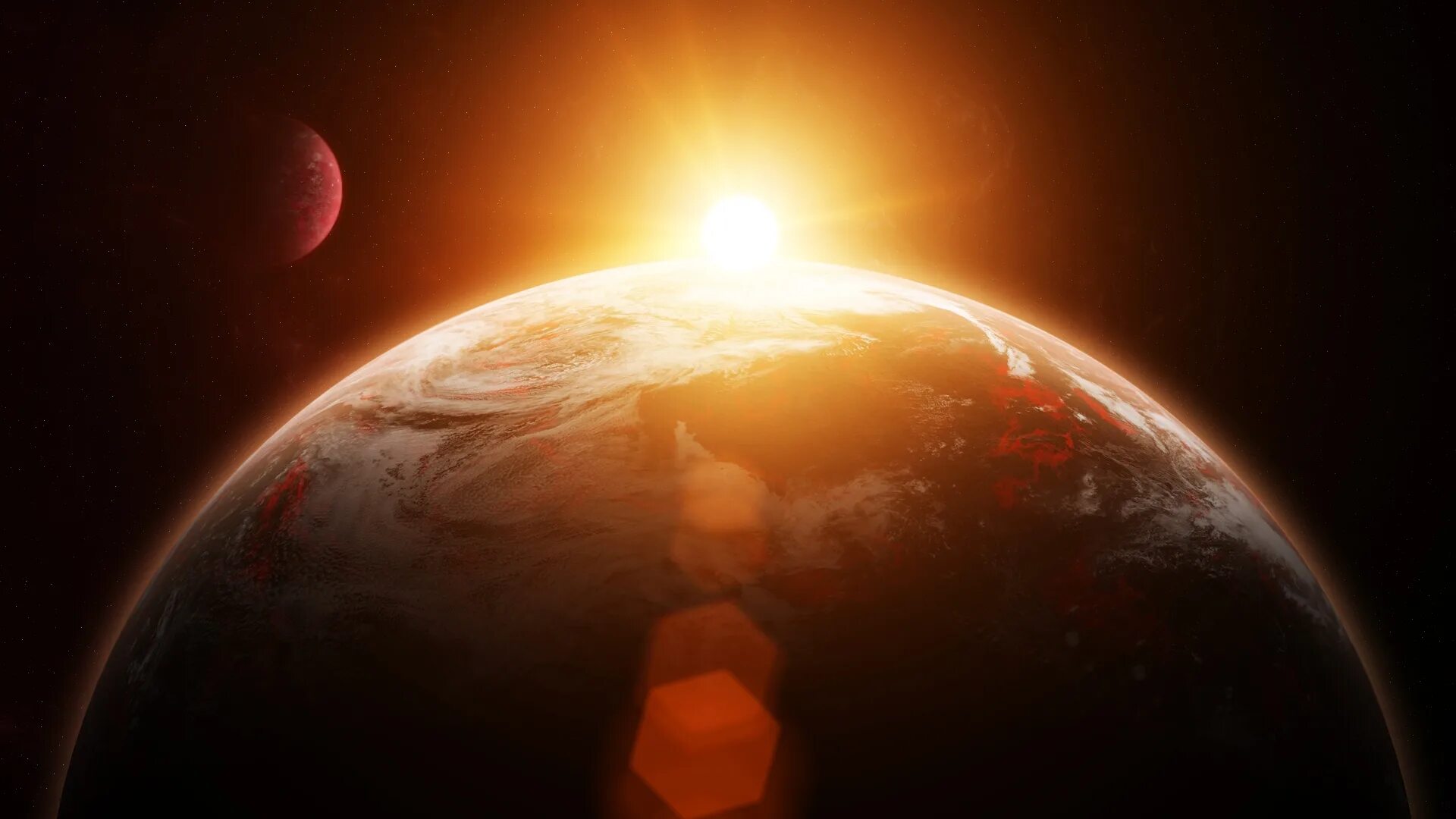 красивые виды космоса. небо солнце. рассвет над планетой. восход земли. рассвет над планетой.