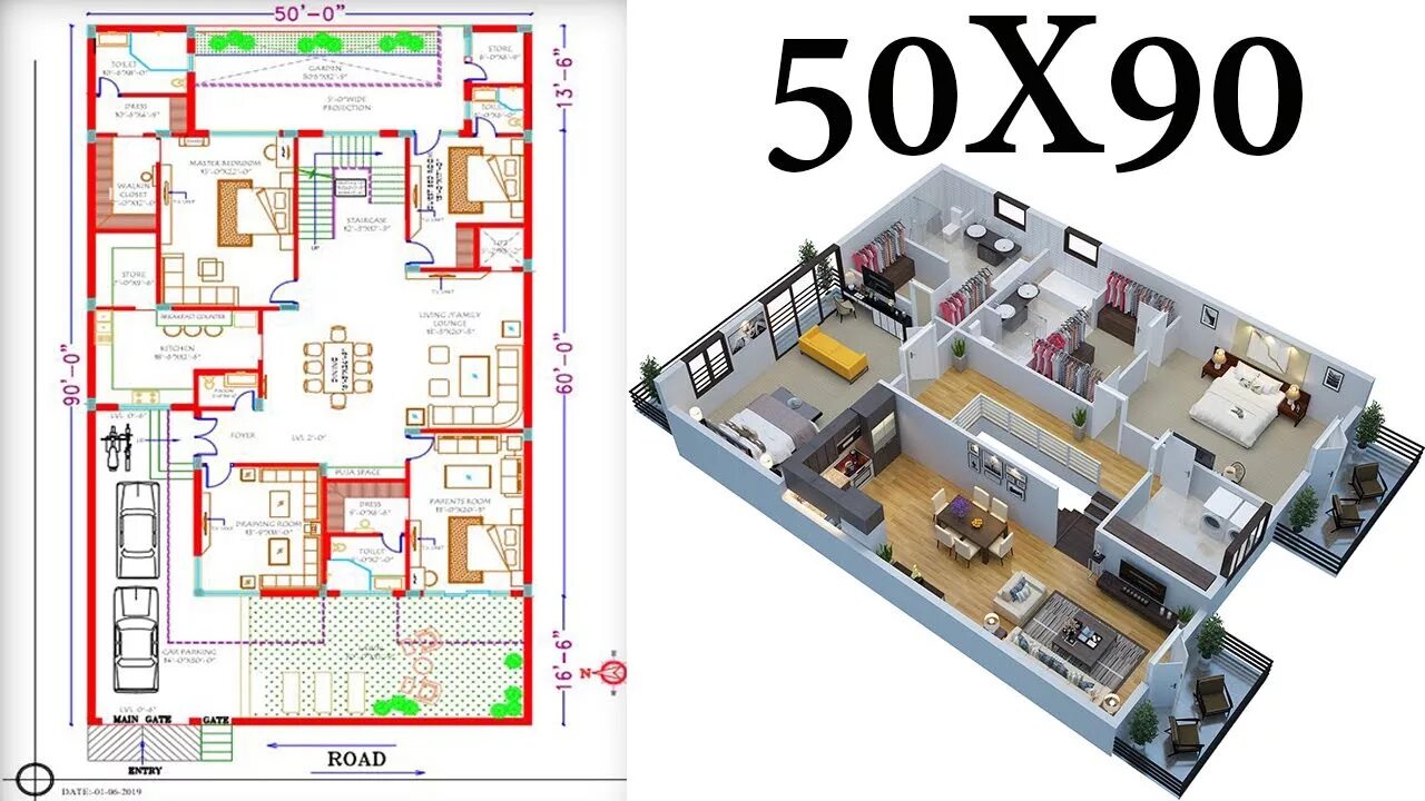 Plan 50. House 90 100% Mix.