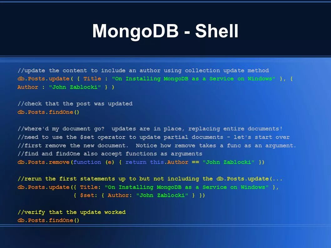 Метод update. MONGODB Shell. Структура документа MONGODB. Оболочка+MONGODB. MONGODB код.