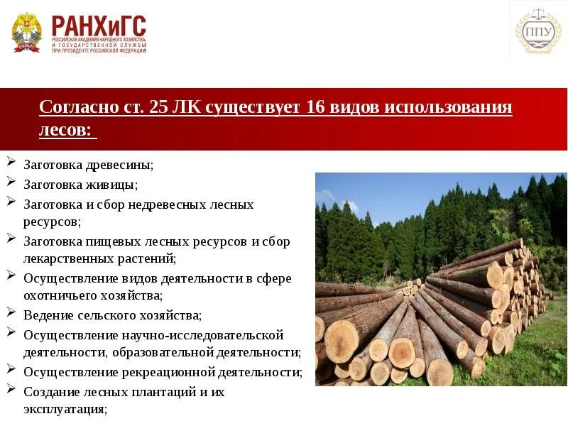 Организация использования лесов. Виды пользования лесов. Заготовка древесины. Виды работ при заготовке древесины. Виды лесопользования.