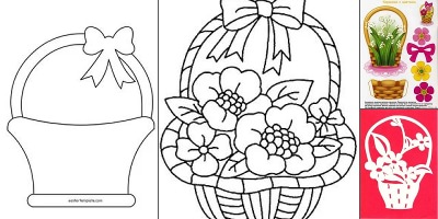 корзина с цветами для вырезания