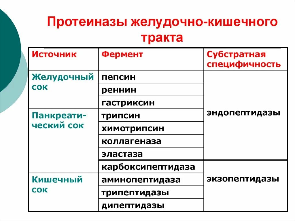 Состав ферментов желудочного. Ферменты кишечного тракта. Ферменты желудочного сока. Протеиназы ЖКТ. Ферменты желудочного сока таблица.