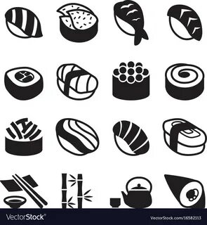 Sushi icons vector image on VectorStock.