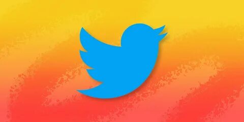 Twitter logo on a yellow and red gradient. 