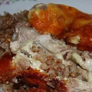 Вкусная гречка с курицей в духовке