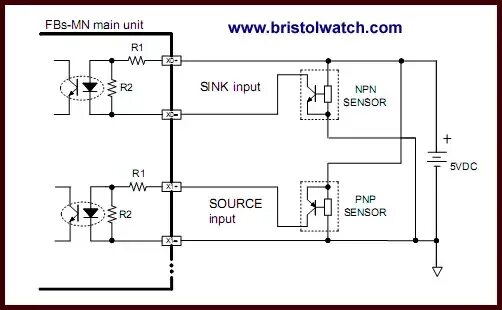 Sink source. Sensor input circuit. sink input. pnp input. выходной сигнал pnp.
