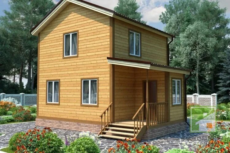 p1688rb - проект дома из блоков 9 на 9 с мансардой, большой ванной и 2 спальнями