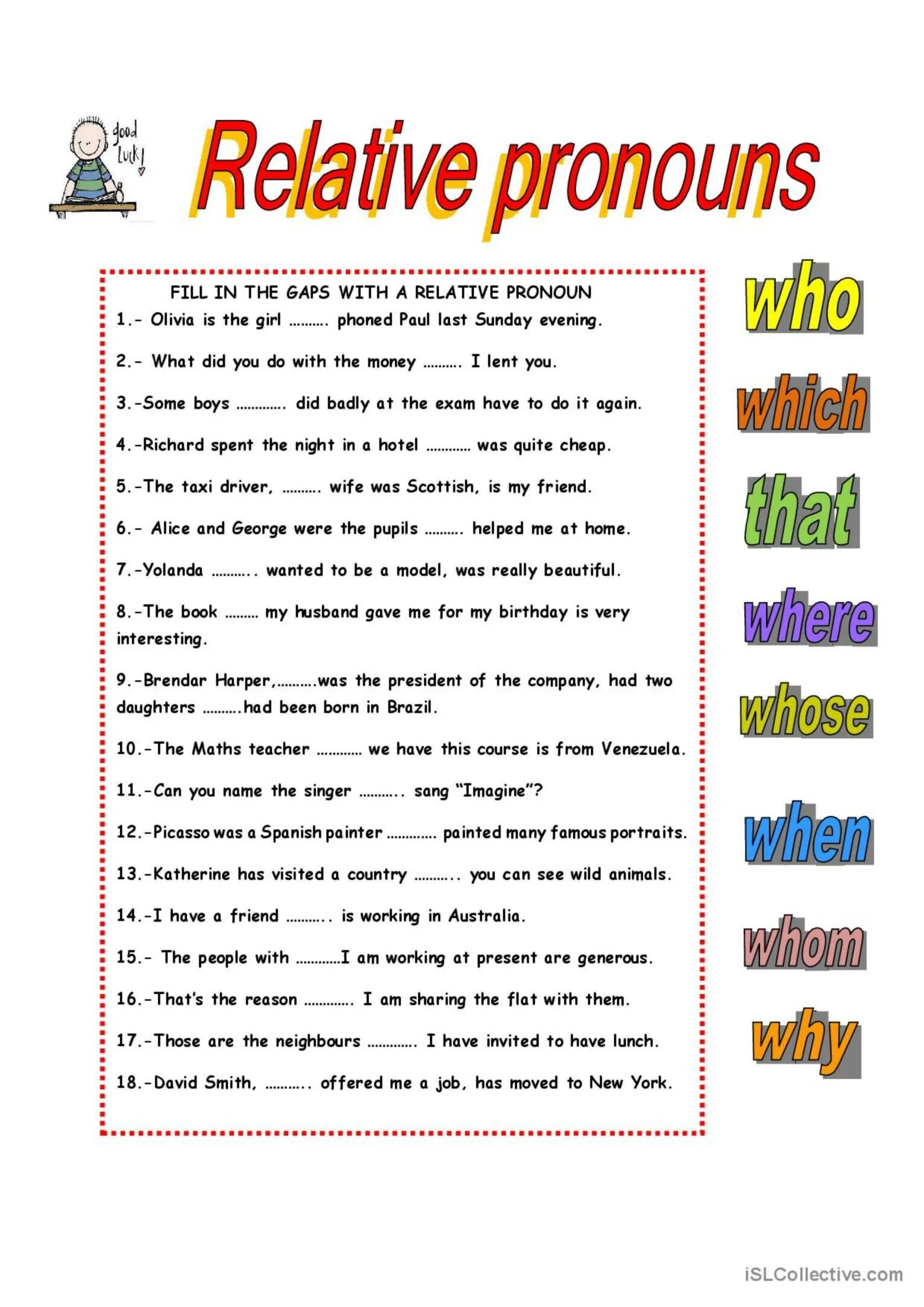 Relative Clauses в английском языке Worksheets. Relative pronouns в английском языке упражнения. Relative pronouns and adverbs упражнения. Who which упражнения.