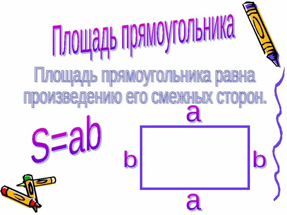 Площадь квадрата это произведение смежных сторон. Площади фигур. Площадь прямоугольника равна произведению его смежных сторон. Площадь фигуры прямоугольника. Площади фигур презентация.