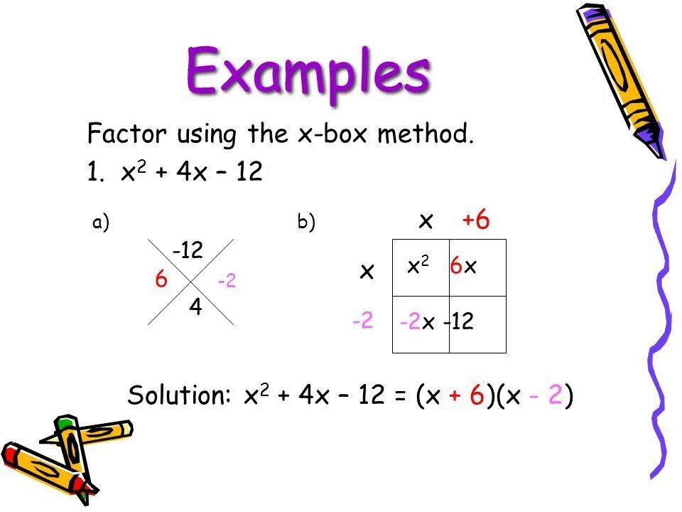 Factor use. Factorization method. factorization of a polynomial. box method. trinomial.