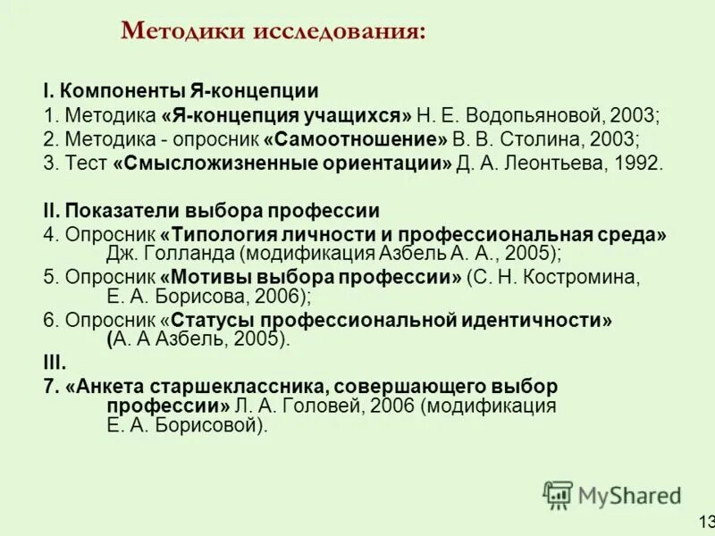 методика азбель статусы профессиональной идентичности