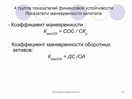 Коэффициент маневренности собственных активов