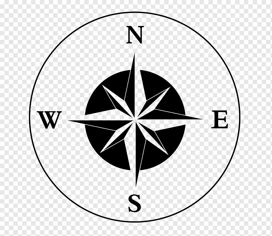 Символ компаса. Схематическое изображение компаса. Обозначение севера на карте.