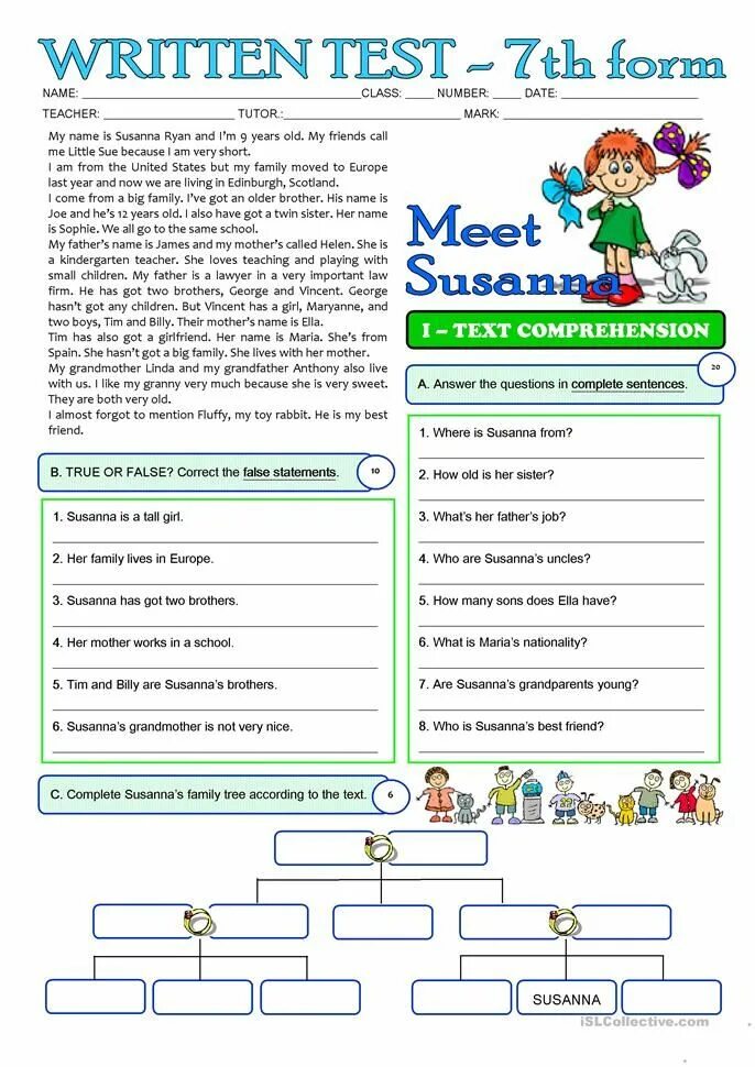 Тест жизнь семья. Reading Comprehension Worksheets 7 класс. Reading Comprehension тесты. Чтение английский 6 класс Worksheets. Reading Comprehension 7 класс английский.