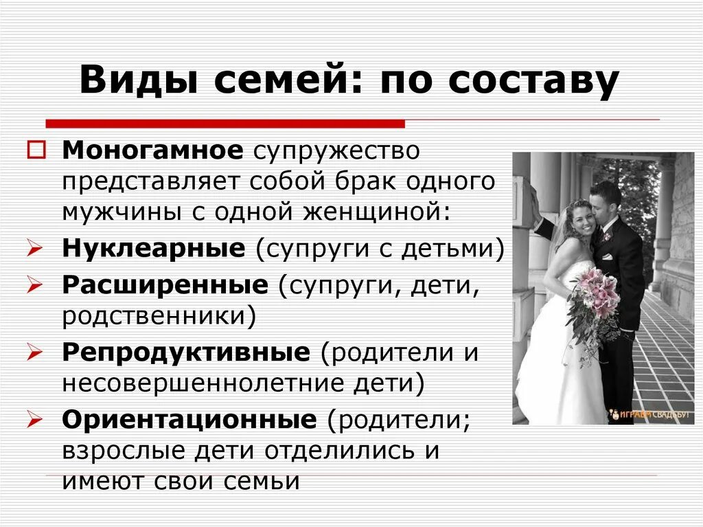 Брак 1 мужчины с 1 женщиной это. Типы семей по составу. Состав семьи виды. Типы семей по составу семьи. Типы современных семей по составу.