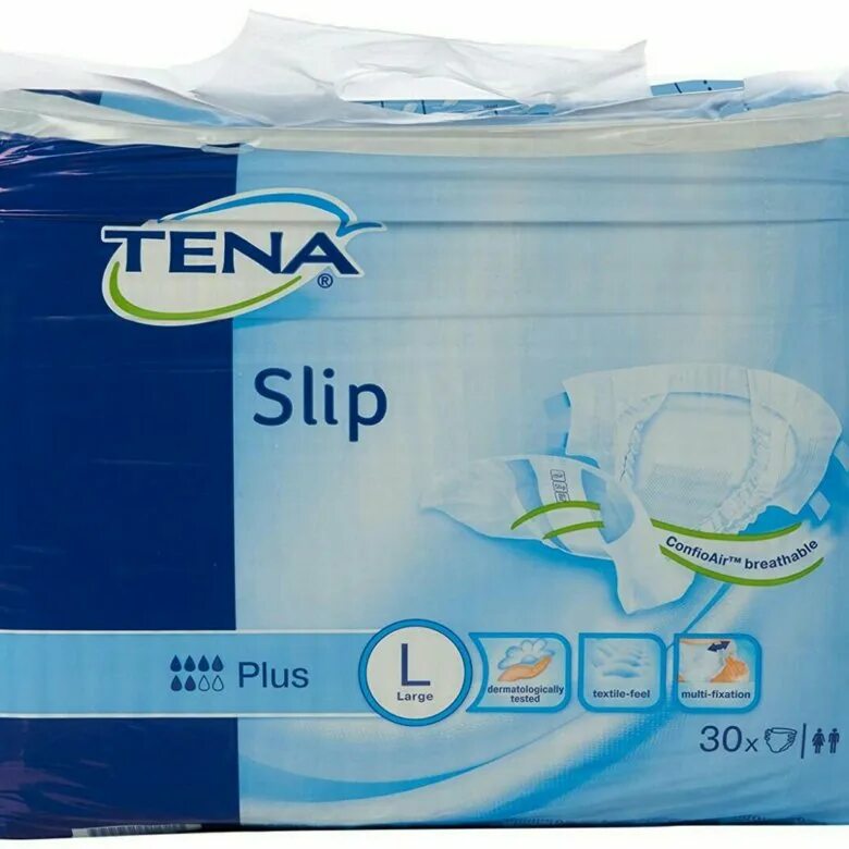 Подгузники для взрослых Tena Slip Plus. Подгузники для взрослых Slip Plus large 30 шт. Tena.
