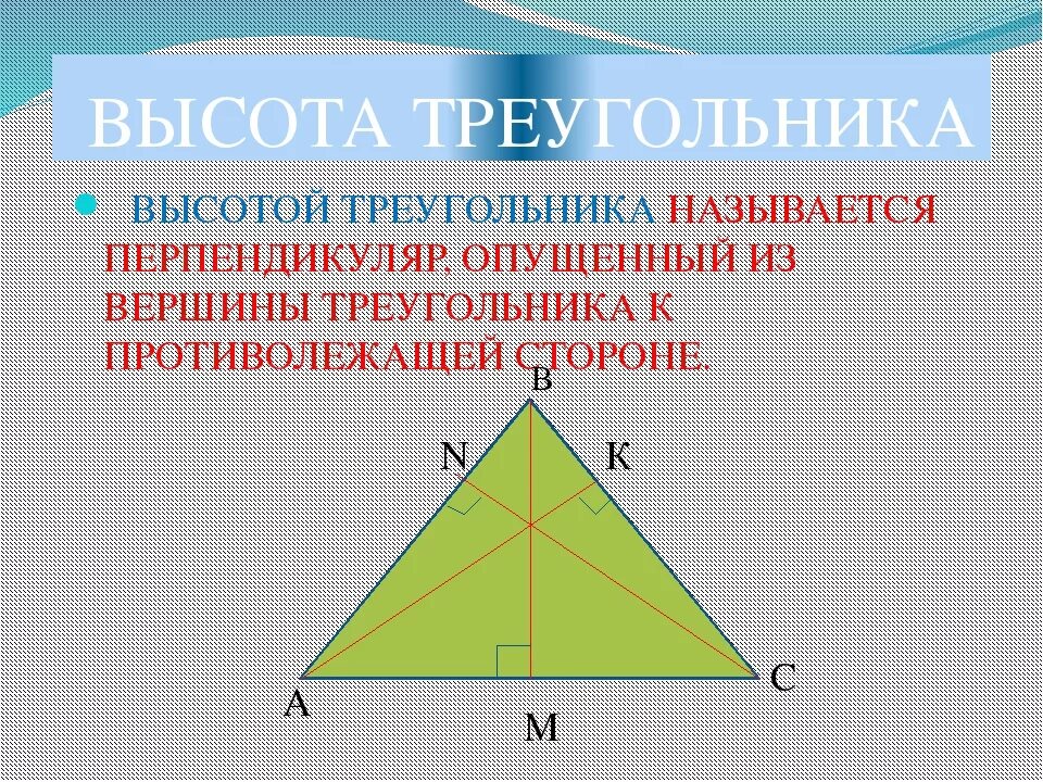 Урок треугольник высота треугольника