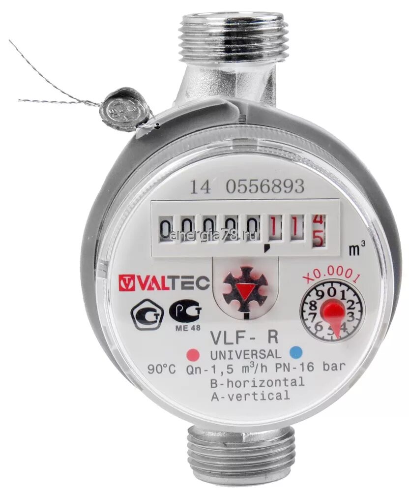 Счетчик универсальный,квартирный,до +90*с, 1,5м3, 1/2",110мм, VLF-15u. Счетчик воды Valtec VLF-15u-110 (110мм). Счётчик Valtec VLF-U. Универсальный счётчик Valtec VLF-15u. Счетчик валтек купить в спб