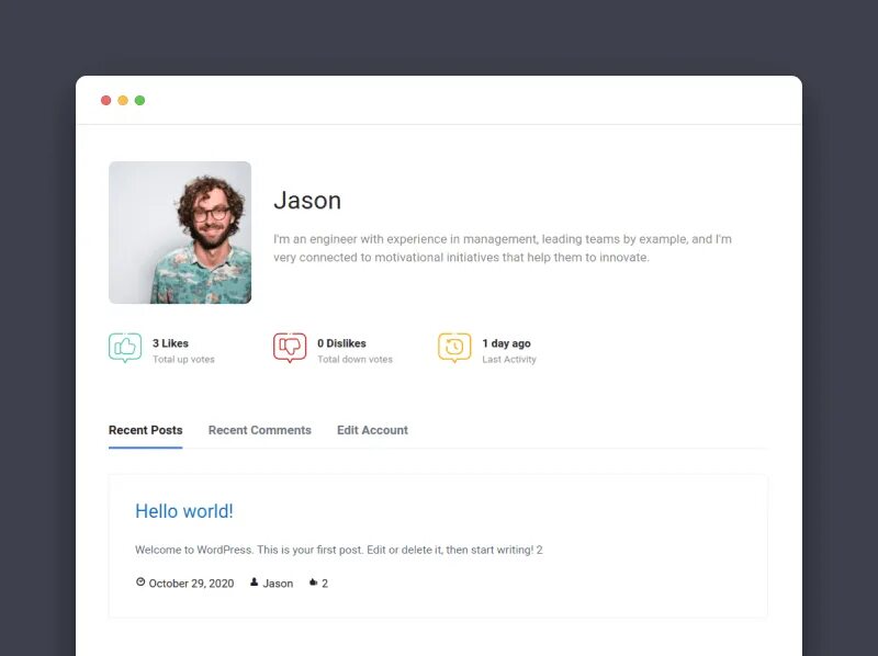 My user profile. Плагин user profile. post frontend.