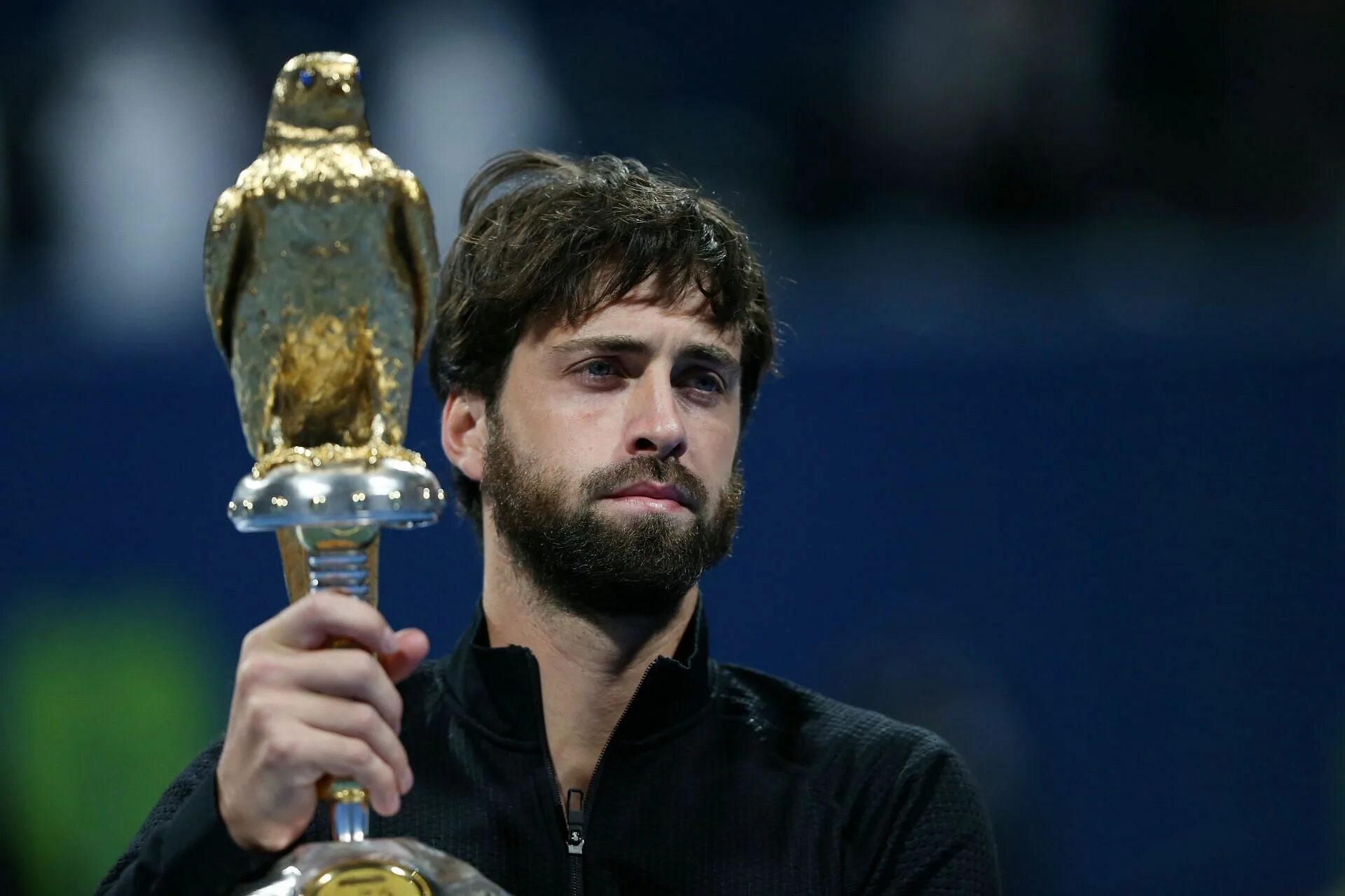 Basilashvili Belgium. Qatar EXXONMOBIL open 2022 Tennis Trophy.