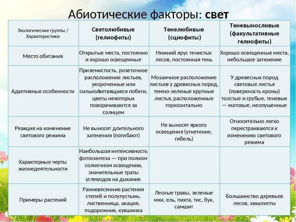Среда обитания условия приспособления организмов таблица. Абиотические факторы среды это в биологии. абиотические факторы свет температура влажность. абиотические факторы температура примеры таблица. таблица 2 действие абиотических факторов.