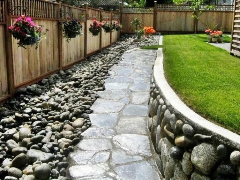 Забор из гальки. Stone ideas. Лавочка из камня. Мозайка из речного камня. Декоративный камень в ландшафте.