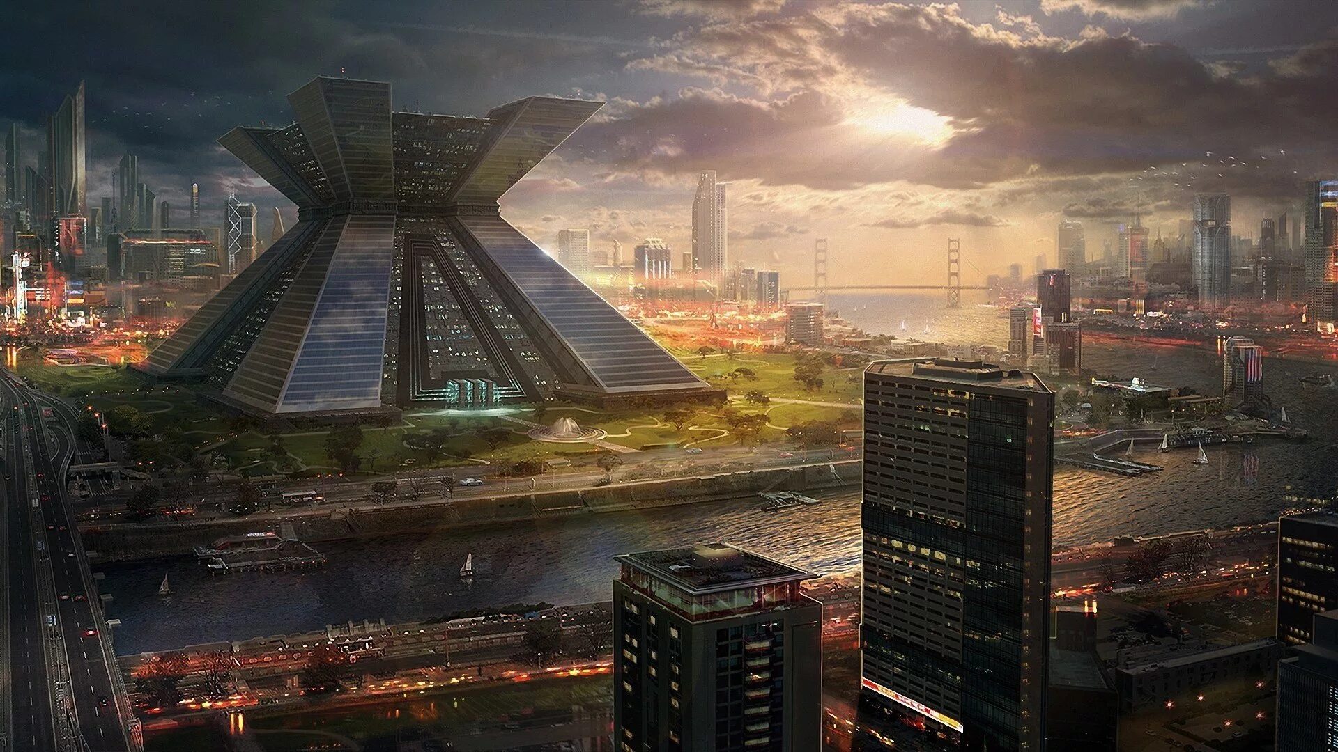 Далекое будущее. Планета Корусант небоскребы. Cyberpunk 2077 архитектура. Футурополис цивилизация. Архитектура будущего Cyberpunk.