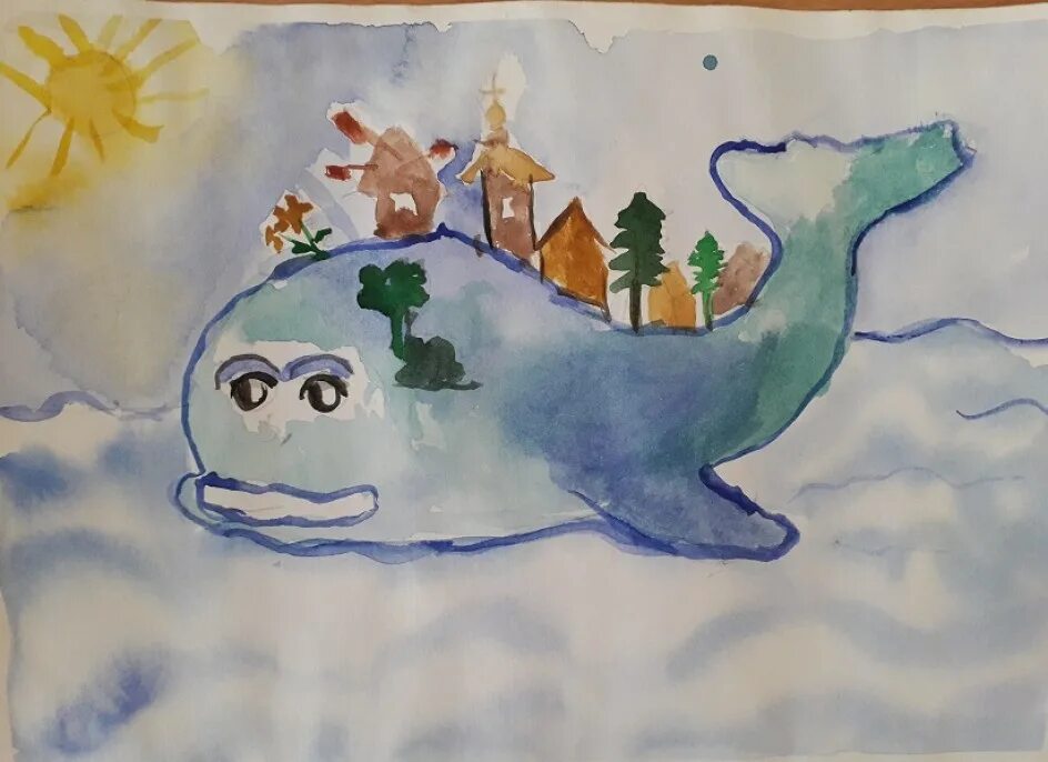 Рисуем зиму рыба кит. Рисуем зиму рыба кит