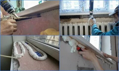 Чем замазать пену под подоконником