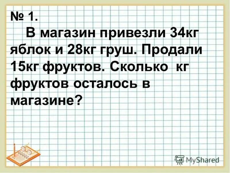 В магазине продали 6 кг яблок. В магазин привезли 34 кг яблок и 28 кг груш. В магазин завезли яблоки. В магазин привезли 80 кг. 34 Кг.