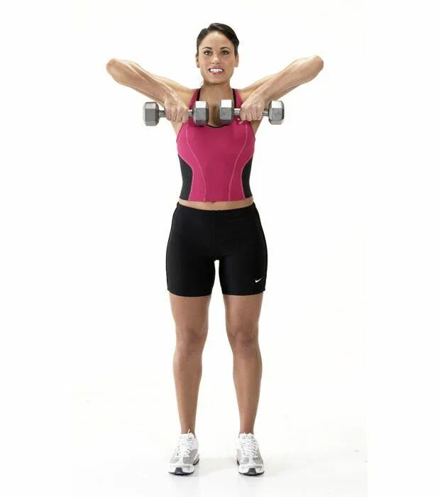 Тяшка с гантелями стоя. Гантели к подбородку. Протяжка с гантелями стоя. Тяга гири к груди в стиле сумо. Подъем гантелей к подбородку стоя.