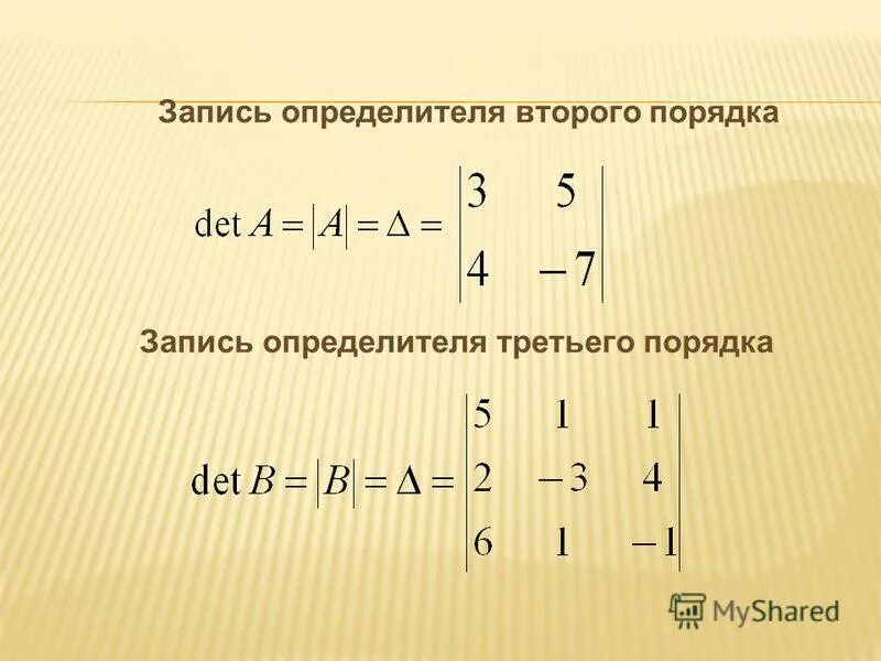 Решение системы линейных уравнений методом определителей