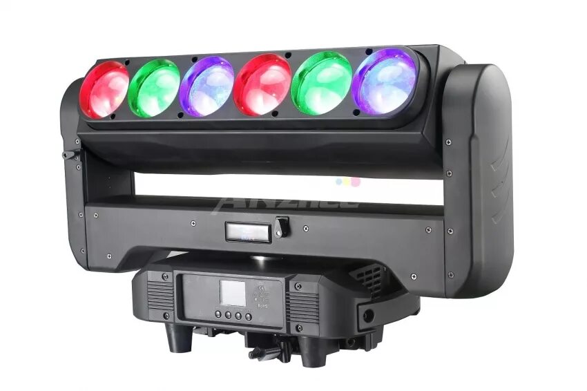 Светодиодный вращающийся прожектор. Anzhee pro h6x60z line. прожектор anzhee pro h19x40z b-eye. anzhee световое оборудование.