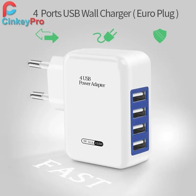 +USB зарядная CINKEYPRO ЕС Plug. Универсальное зарядное устройство Smart USB. Зарядка CINKEYPRO. Зарядка для Айпада самсунг. Купить адаптер смарт 04