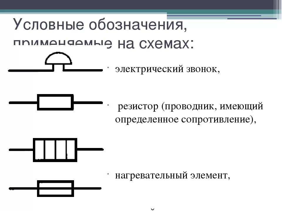 Название элементов цепи. ТЭН нагревательный обозначение на схеме. Нагревательный элемент на электрической схеме. Нагревательный резистор обозначение на схеме. Звонок обозначение на электрической схеме.