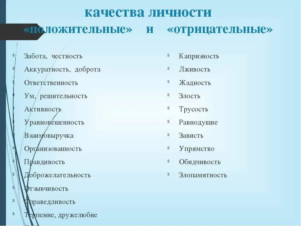 5 качеств мальчик. Положительные и отрицательные качества личности список. Качества человека положительные и отрицательные список как личности. Отрицательные качества человека список для характеристики. Перечень качеств человека положительных и отрицательных.