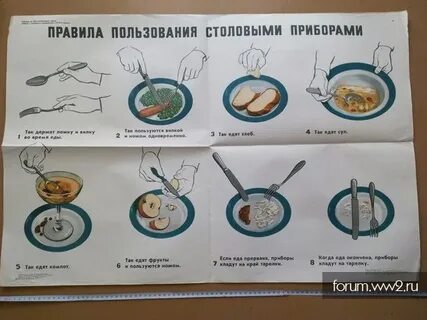 Правила пользования столовыми приборами