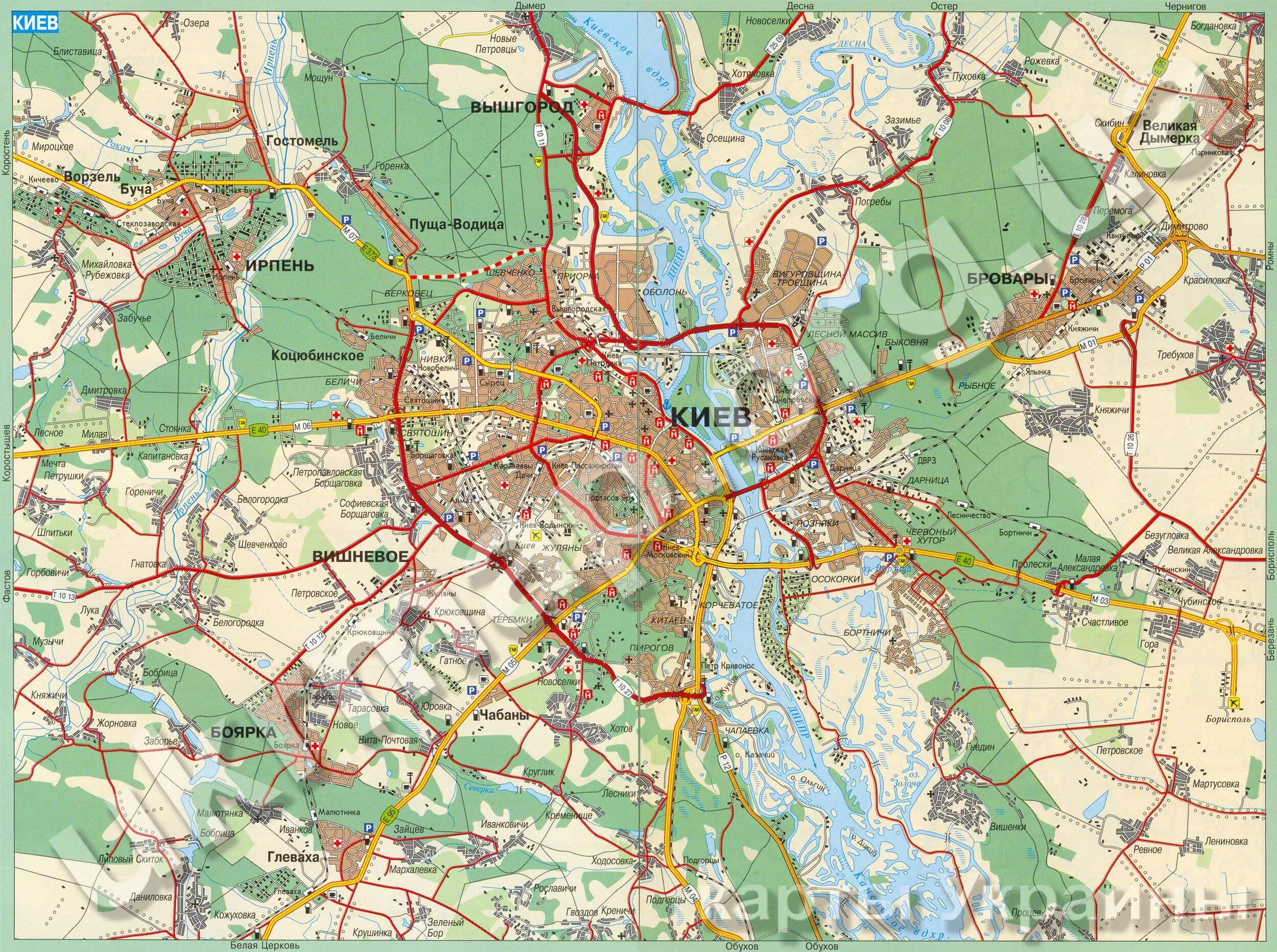 киев на карте. карта киева с улицами. киев вишневое карта. киева с улицами и районами. киев и окрестности карта.