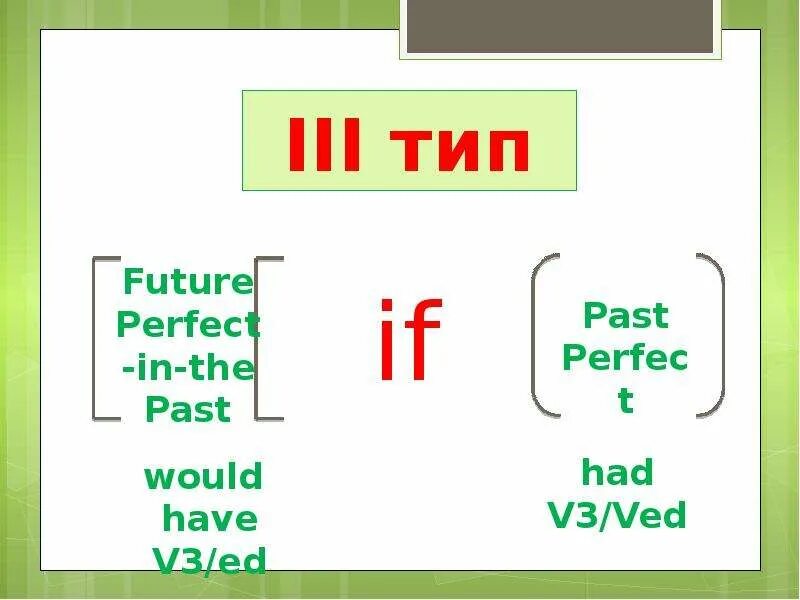 Would have v3. Have v3. Has v3 and had v3. Have has v3. Had v3 past perfect.