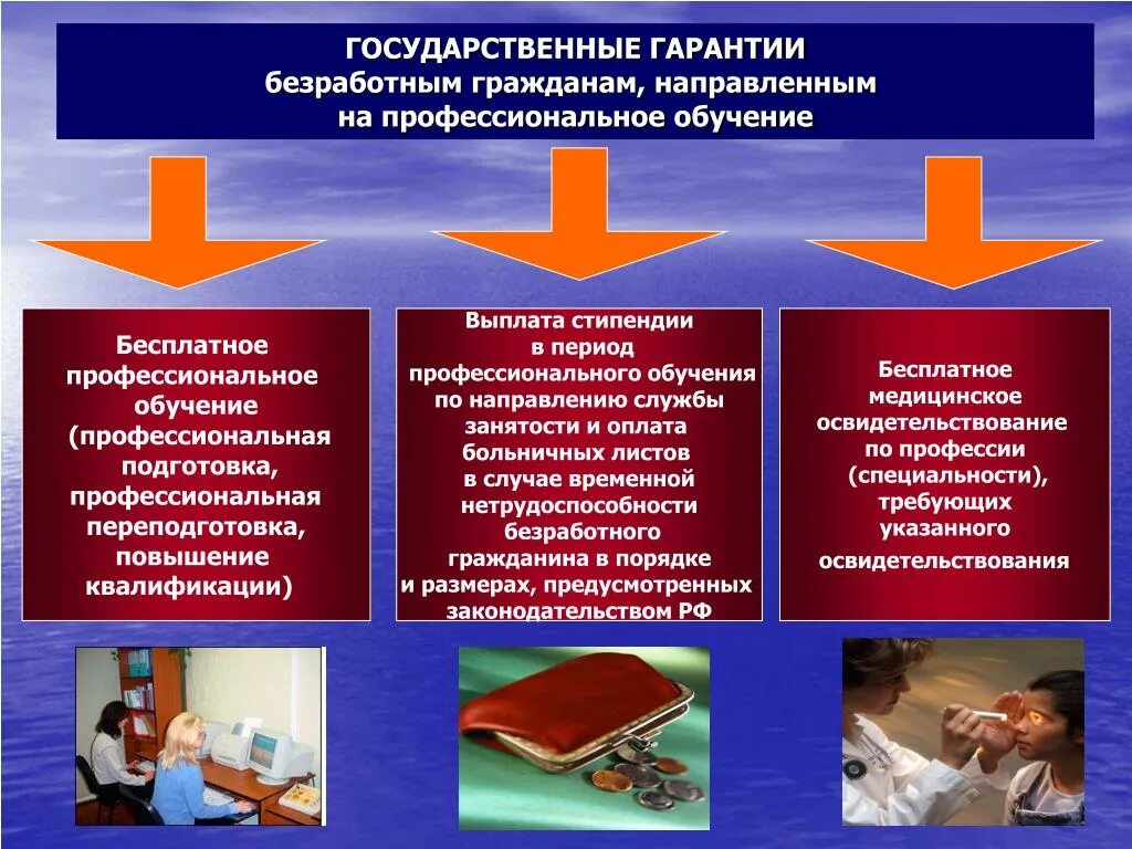 Социальные гарантии гражданам рф. Государственные гарантии безработным гражданам. Профессиональной подготовки, переподготовки безработных граждан. Подготовка и переподготовка безработных. Профессиональное обучение безработных.