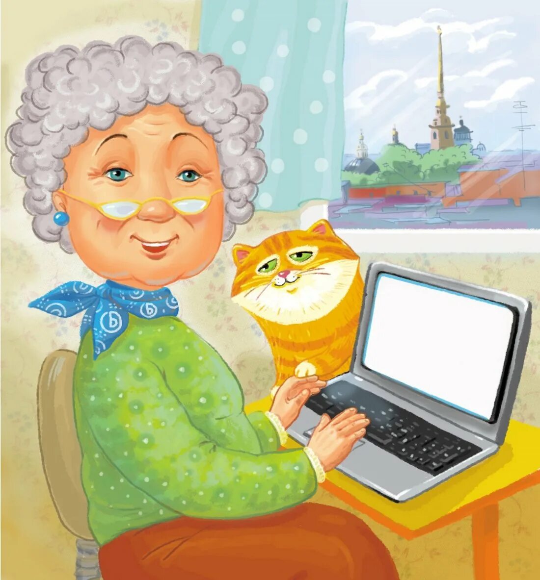 Картинка бабушка. Современная бабушка за компьютером. Бабушка рисунок. Старушка за компьютером. Бабушка сидит за компьютером.
