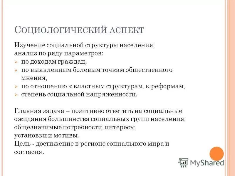 аспекты социологического исследования