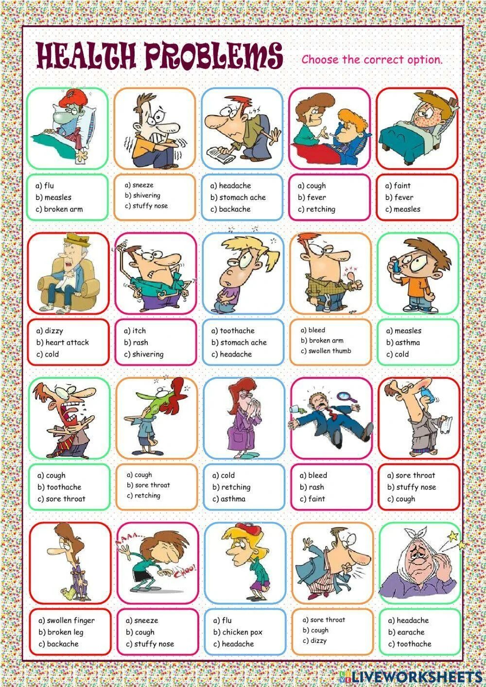 Задания health problems. Задания health problems. Задание по английскому на тему болезни. Illness vocabulary for kids. Карточка health problems.