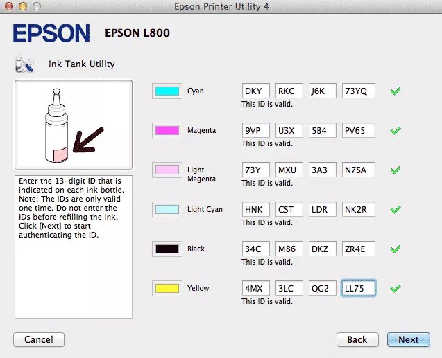 Программа для сброса чернил epson. Коды красок для принтера Epson l800. Код чернил Эпсон л800. Эпсон л800 коды чернил. ID чернил Epson l800.
