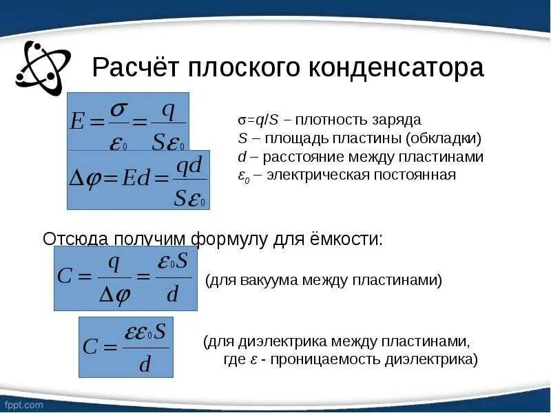 Сила изменение емкости. Емкость конденсатора формула. Как найти емкость конденсатора формула. Емкость плоского конденсатора формула. Формула расчета емкости плоского конденсатора.